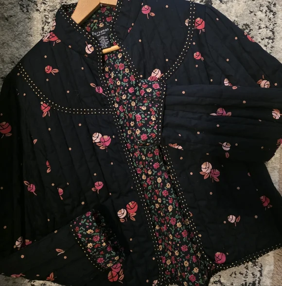Persaman Floral Quilted Jacket Cotton Cottage Core Preppy Wrstern Chic Womens S - Picture 2 of 7